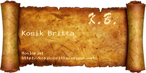 Kosik Britta névjegykártya